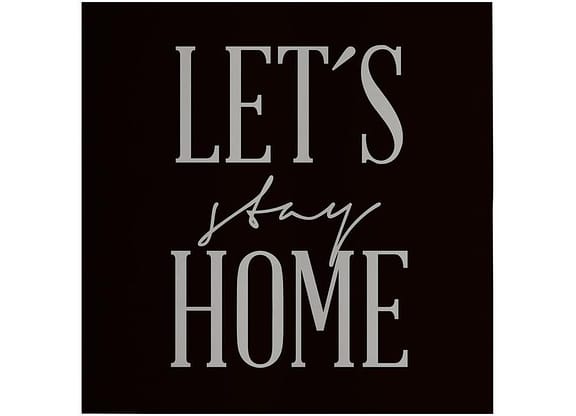 Placa Decorativa MDF Tipográficos Lets Stay Home 29x29cm Design Up Living
