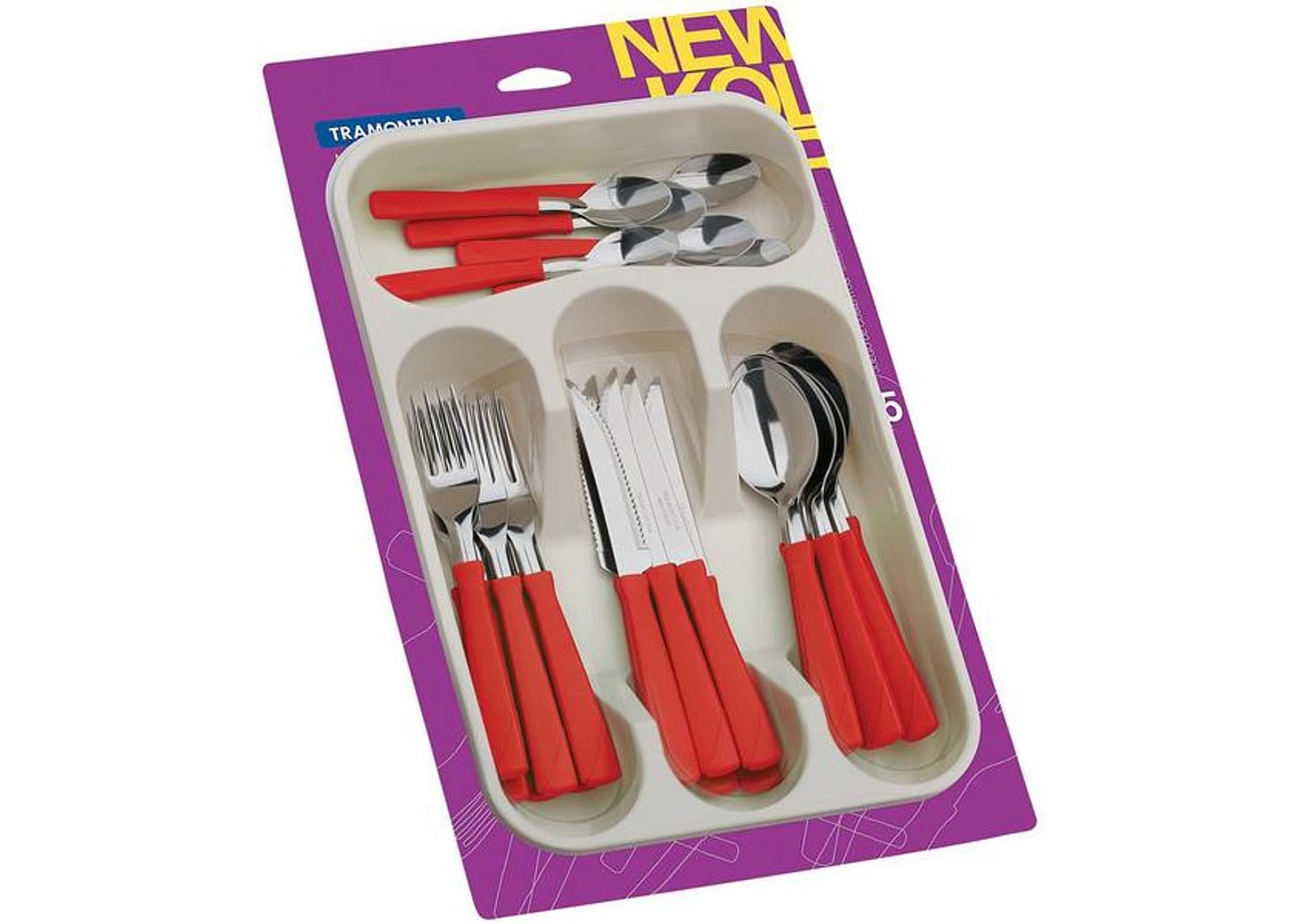 Faqueiro Tramontina Inox New Kolor com Gaveteiro 24 Peças