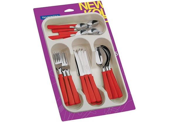 Faqueiro Tramontina Inox New Kolor com Gaveteiro 24 Peças