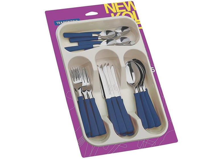 Faqueiro Tramontina Inox New Kolor com Gaveteiro 24 Peças