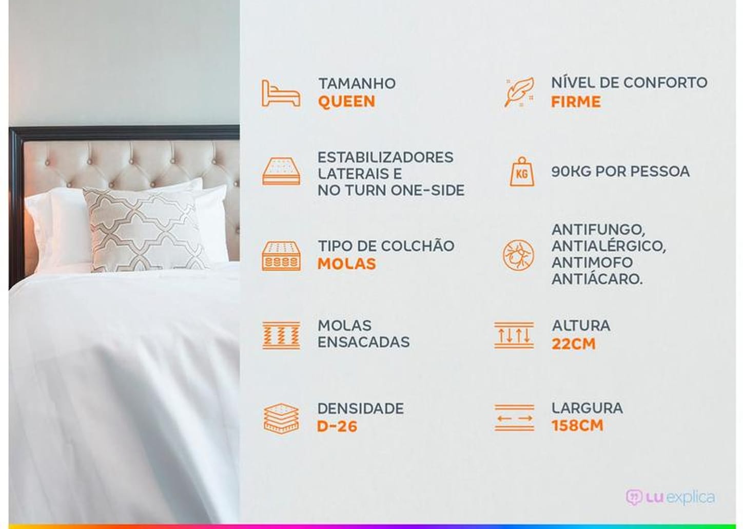 Colchão Queen Plumatex de Mola Ensacada 22x158x198cm Alfa