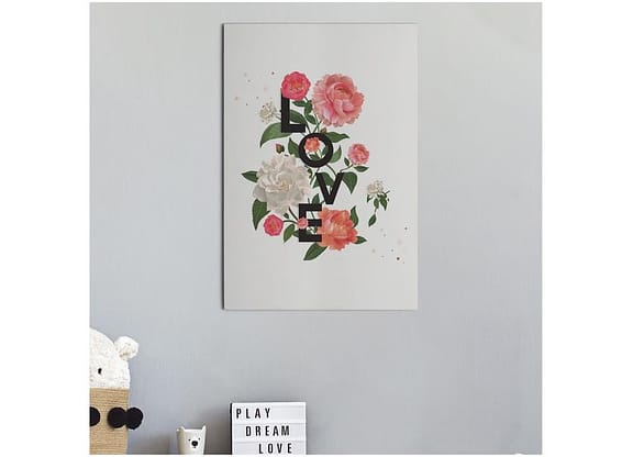 Placa Decorativa MDF Love Flowers 30x44cm - Design Up Living