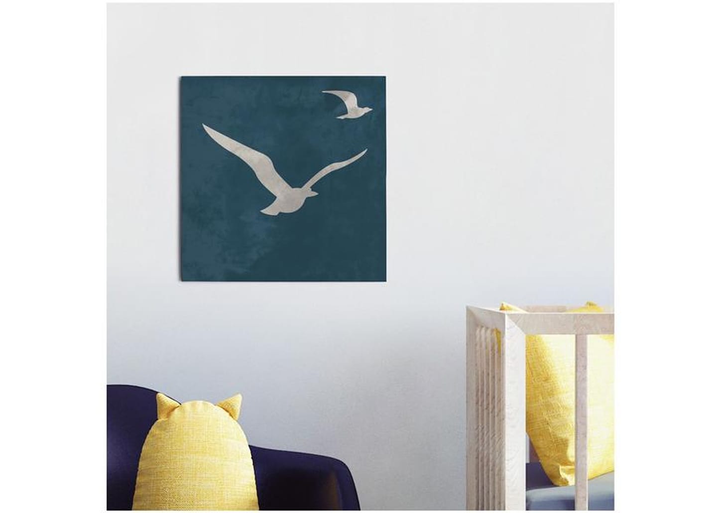 Placa Decorativa MDF Perto do Mar Gaivota 29x29cm - Design Up Living