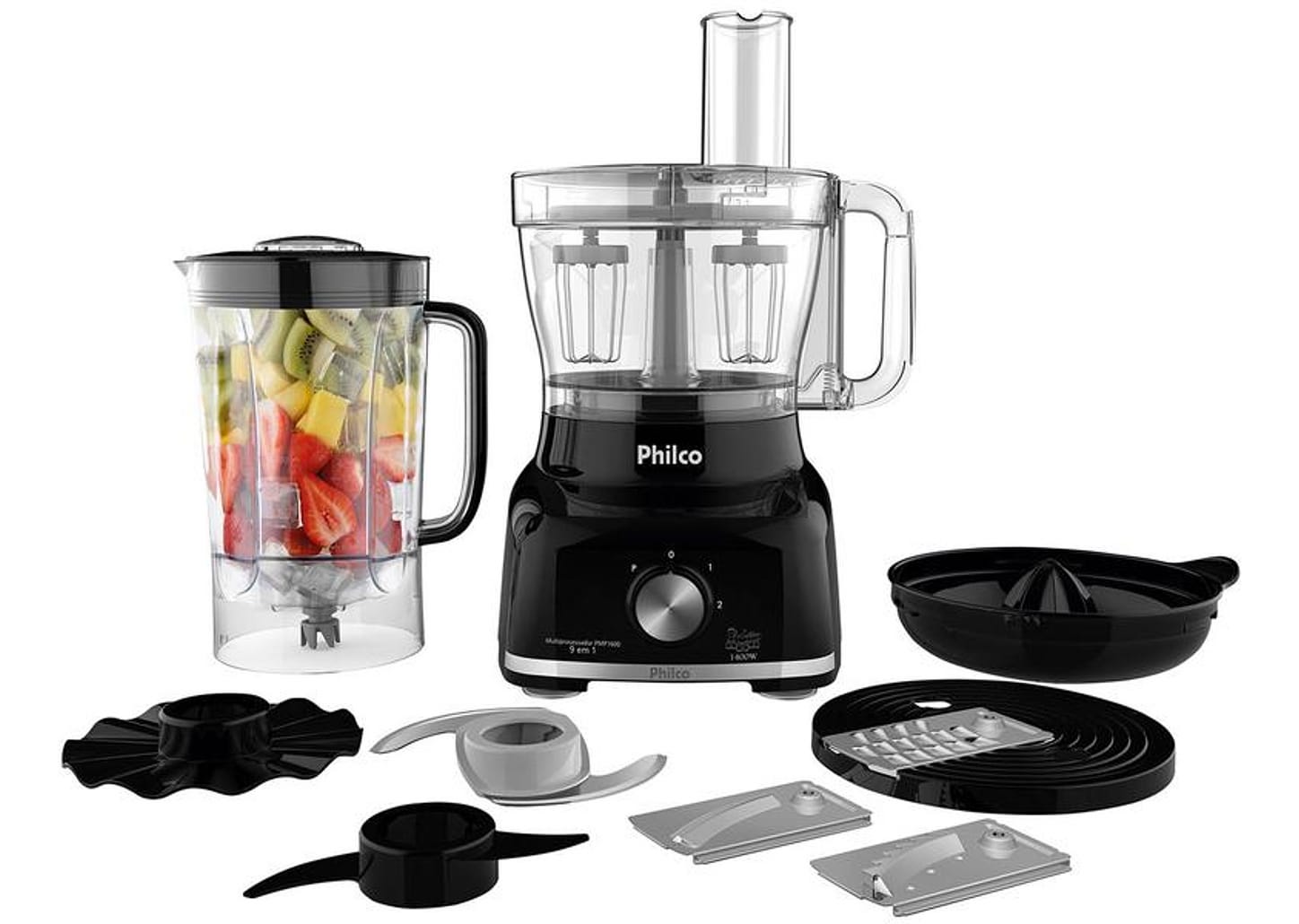 Multiprocessador de Alimentos Philco Preto - PMP1600P 3 em 1 1400W