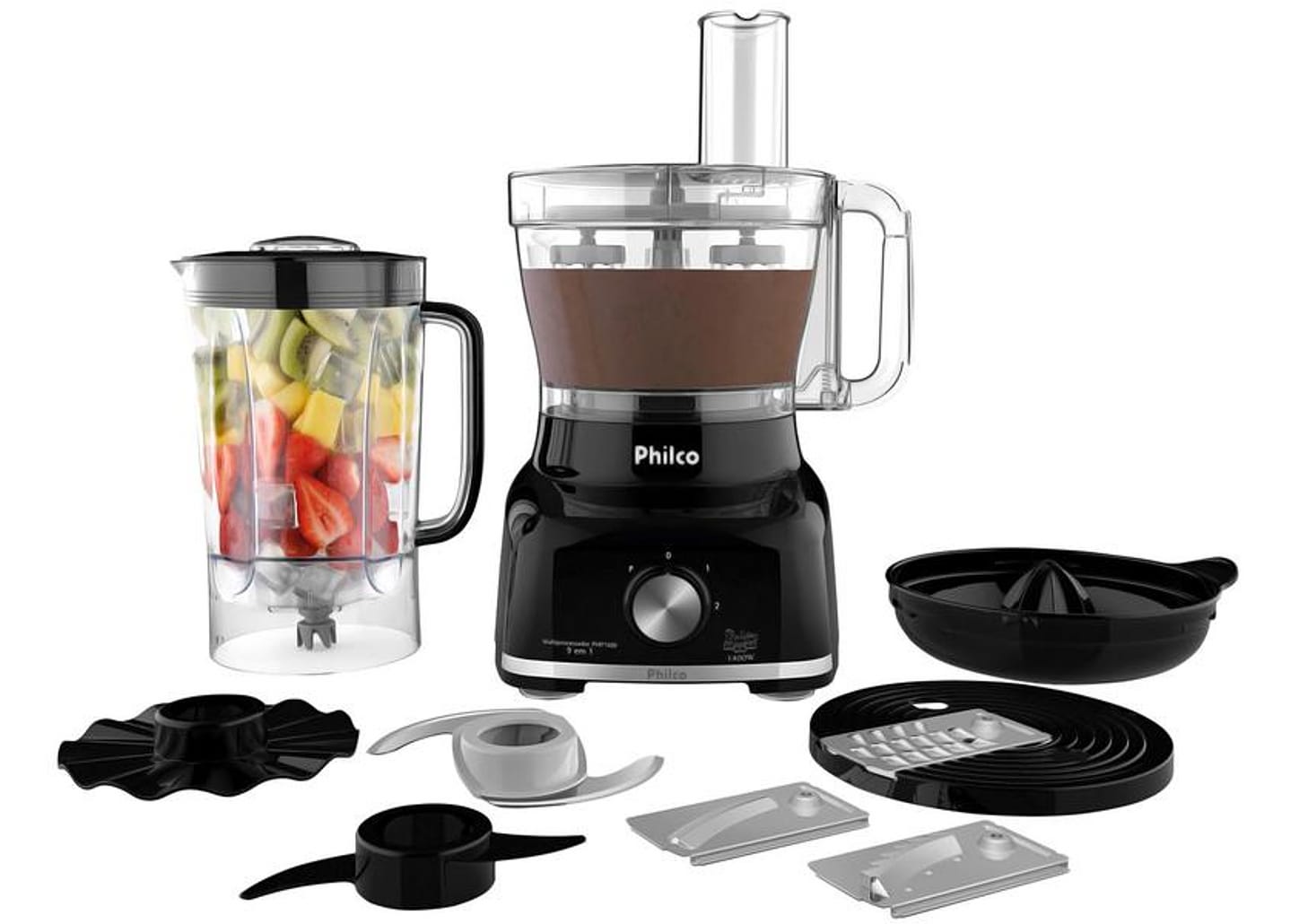 Multiprocessador de Alimentos Philco Preto - PMP1600P 3 em 1 1400W