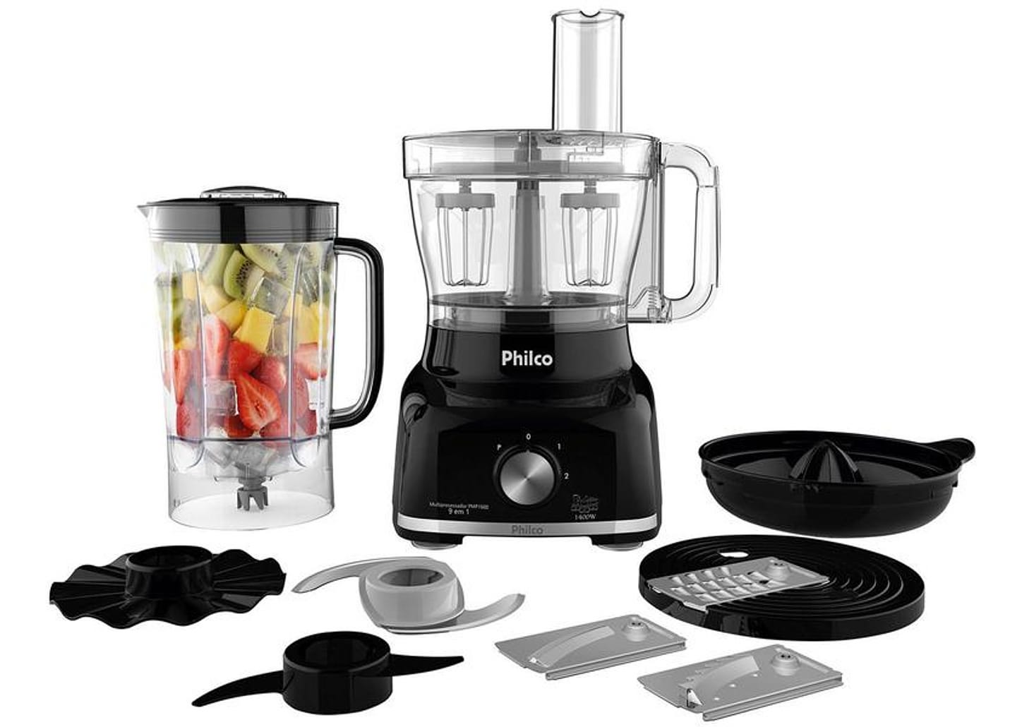 Multiprocessador de Alimentos Philco Preto - PMP1600P 3 em 1 1400W