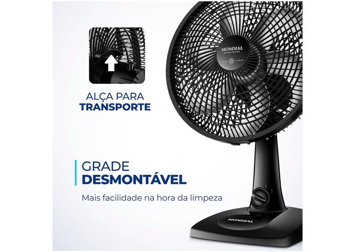 Ventilador de Mesa Mondial Super Power VSP-30-B 30cm 3 Velocidades