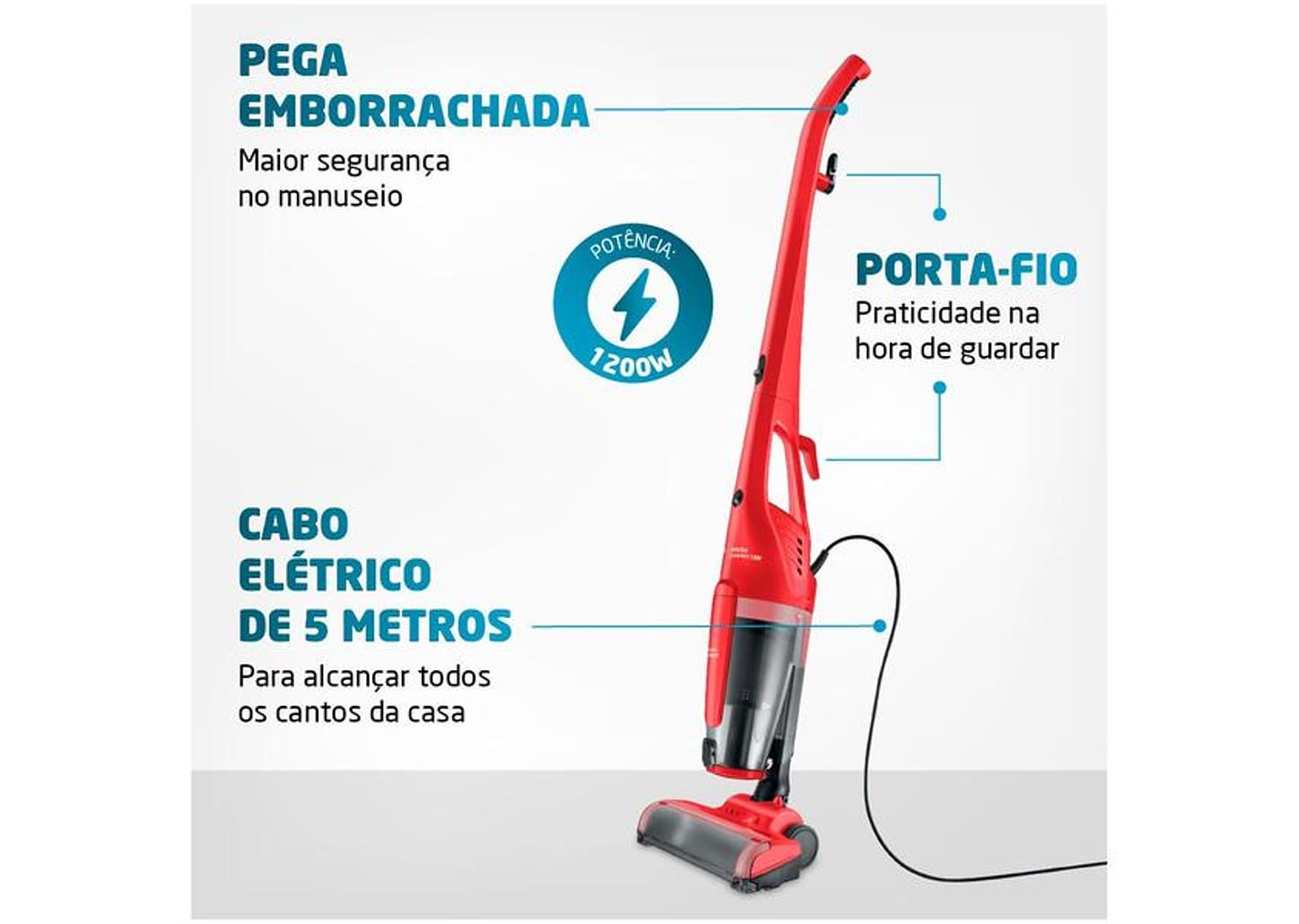 Aspirador de Pó Portátil e Vertical Mondial 1200W com Filtro HEPA Brush Carpet 1200 AP-25 4247-01