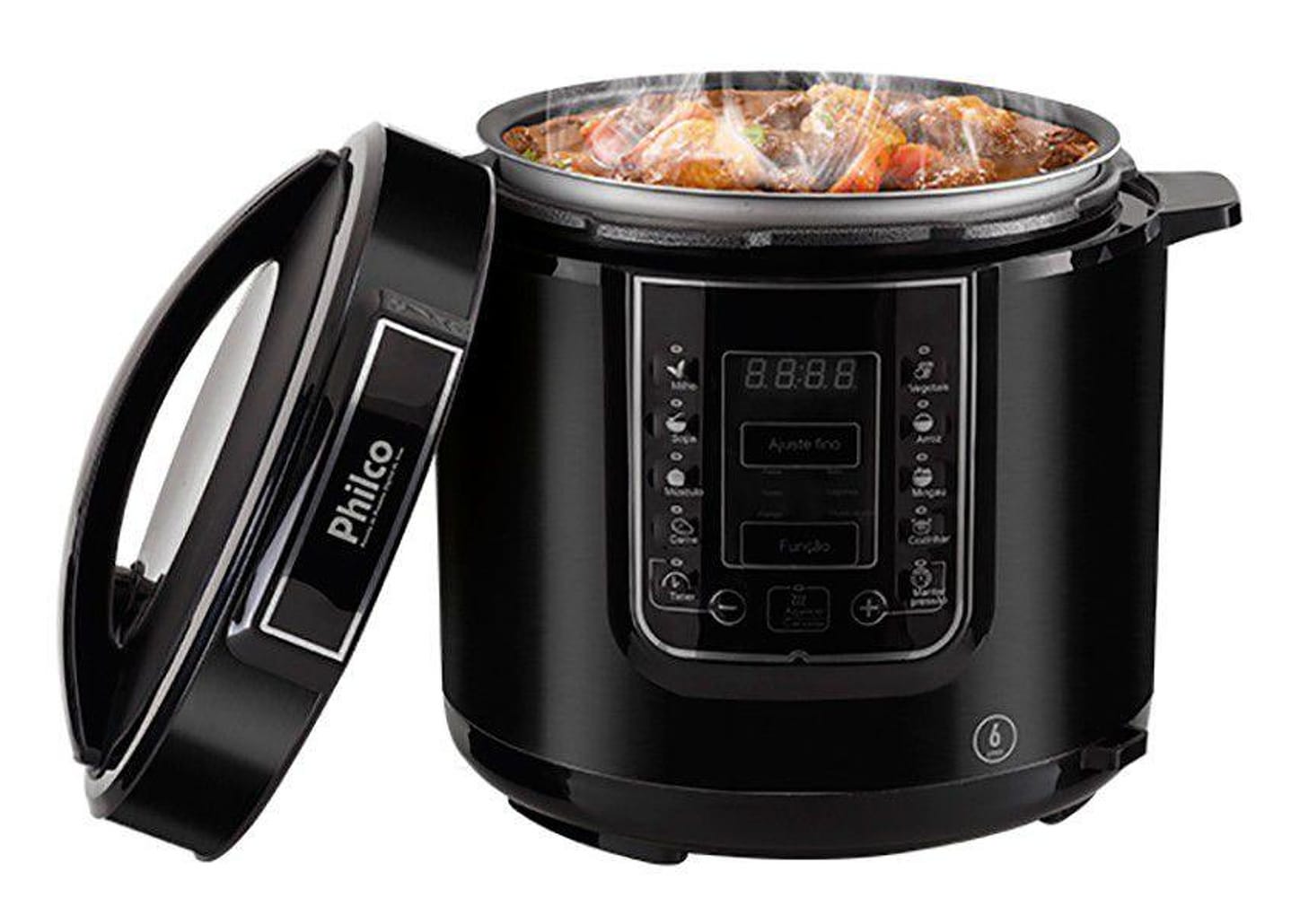 Panela de Pressão Elétrica Philco Digital 1000W 6L Timer Controle de Temperatura