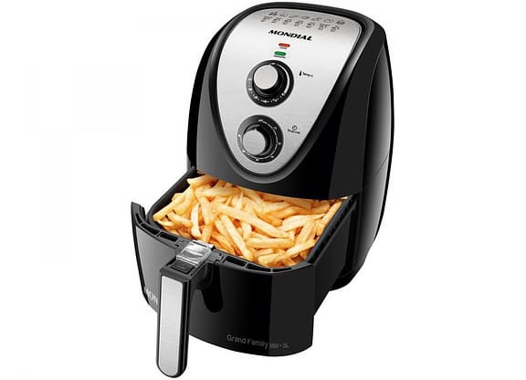 Fritadeira Elétrica sem Óleo/Air Fryer Mondial - Grand Family Inox AFN-50-BI Preto 5L com Timer