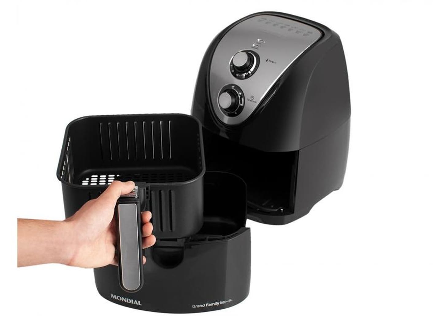 Fritadeira Elétrica sem Óleo/Air Fryer Mondial - Grand Family Inox AFN-50-BI Preto 5L com Timer