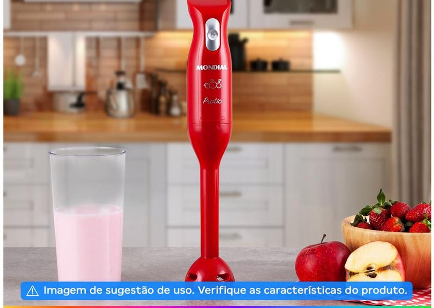 Mixer Mondial Vermelho 200W Pratic - M-15-R Acionamento Liga e Desliga