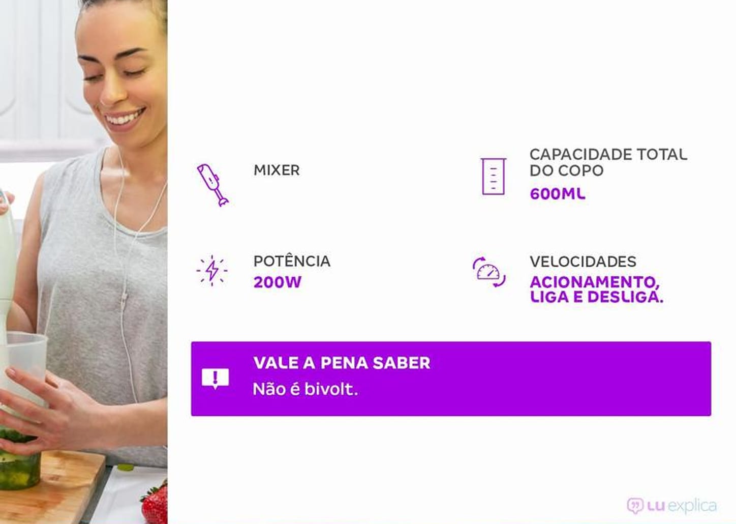 Mixer Mondial Vermelho 200W Pratic - M-15-R Acionamento Liga e Desliga