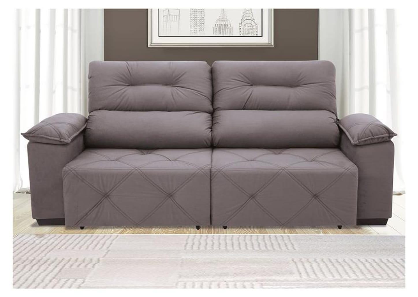 Sofá Retrátil Reclinável 4 Lugares Suede Moviment Grazzia Linoforte