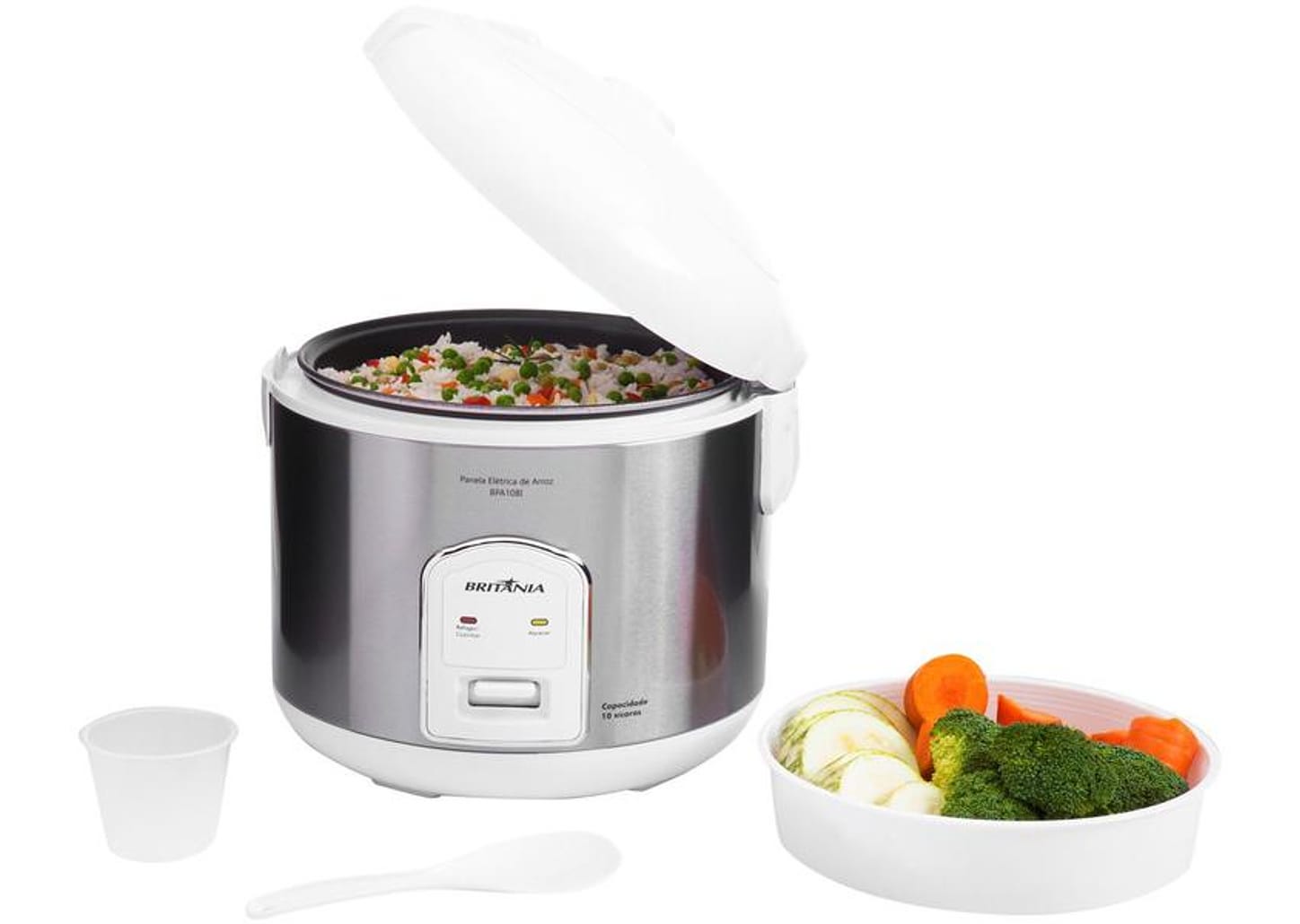 Panela de Arroz Elétrica Britânia Tamanho Família - BPA10BI 700W 10 Xícaras Branca
