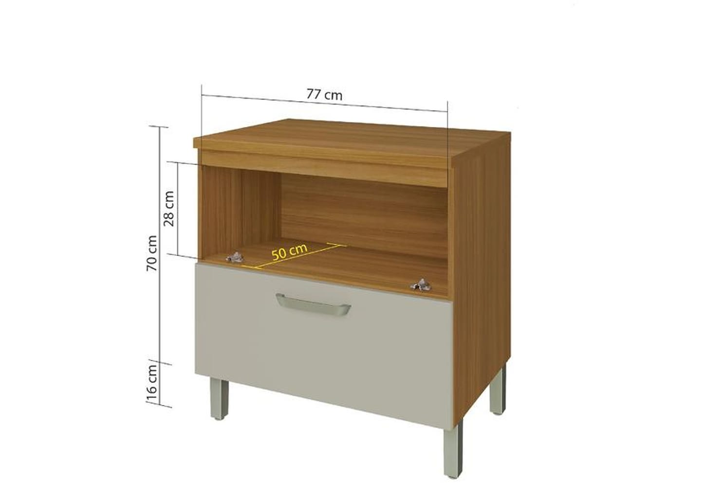 Balcão de Cozinha com Tampo Cozinhas Nesher 100% MDF 1 Porta 1 Gaveta Realeza