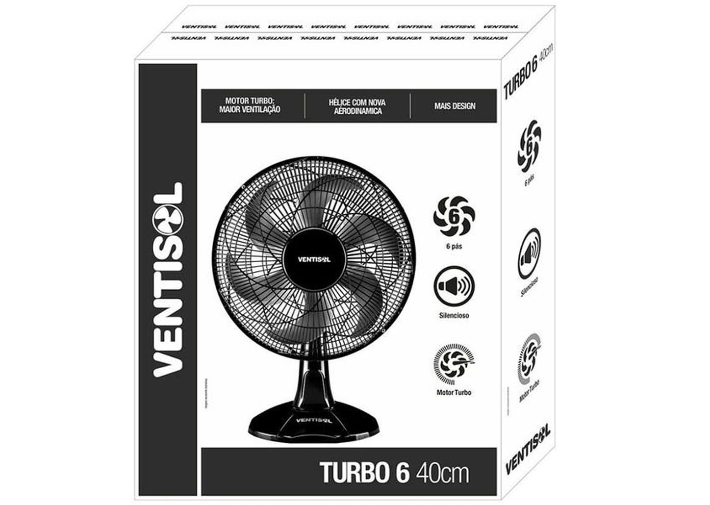 Ventilador de Mesa Ventisol Premium Turbo 6 40cm 3 Velocidades