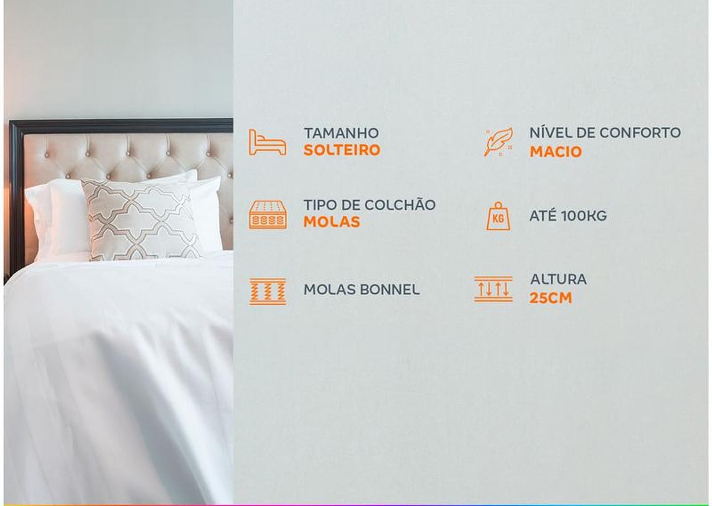 Colchão Solteiro Castor Mola 78x188cm Sleep Class New One Face