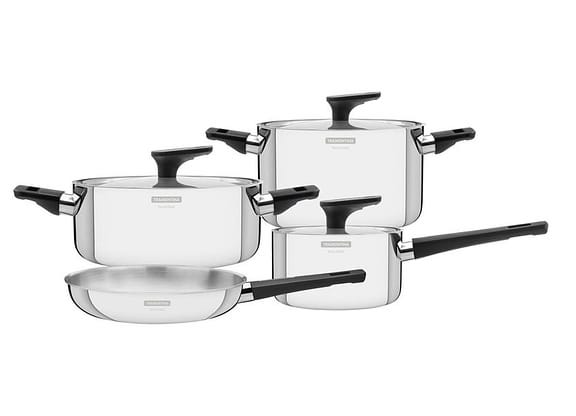 Jogo de Panelas Tramontina Inox - Fundo Triplo 4 Peças Grano Baquelite