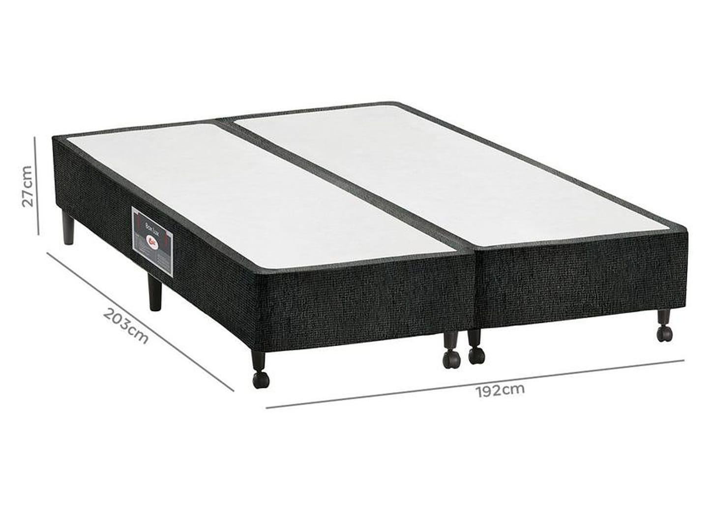 Base Cama Box King Size Castor Bipartido 27x192x203 cm de Altura Lux