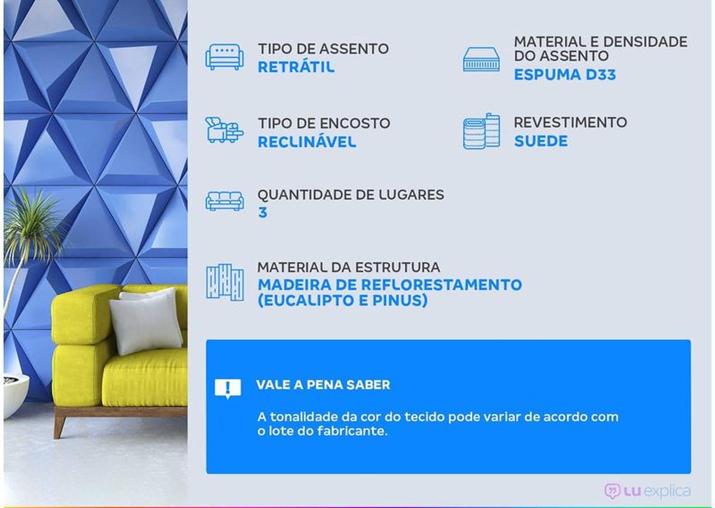 Sofá Retrátil Reclinável 3 Lugares Suede Moviment Artesano Linoforte