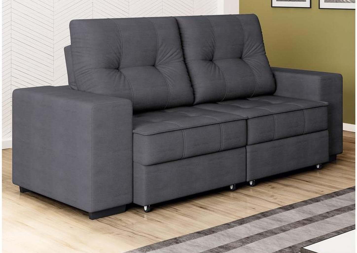 Sofá Retrátil Reclinável 3 Lugares Suede Moviment Artesano Linoforte