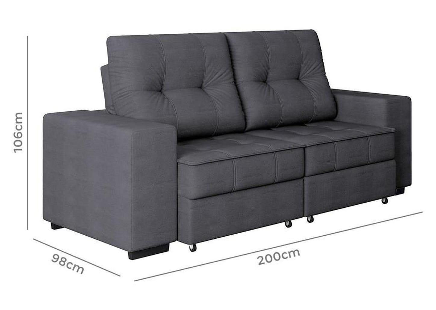 Sofá Retrátil Reclinável 3 Lugares Suede Moviment Artesano Linoforte