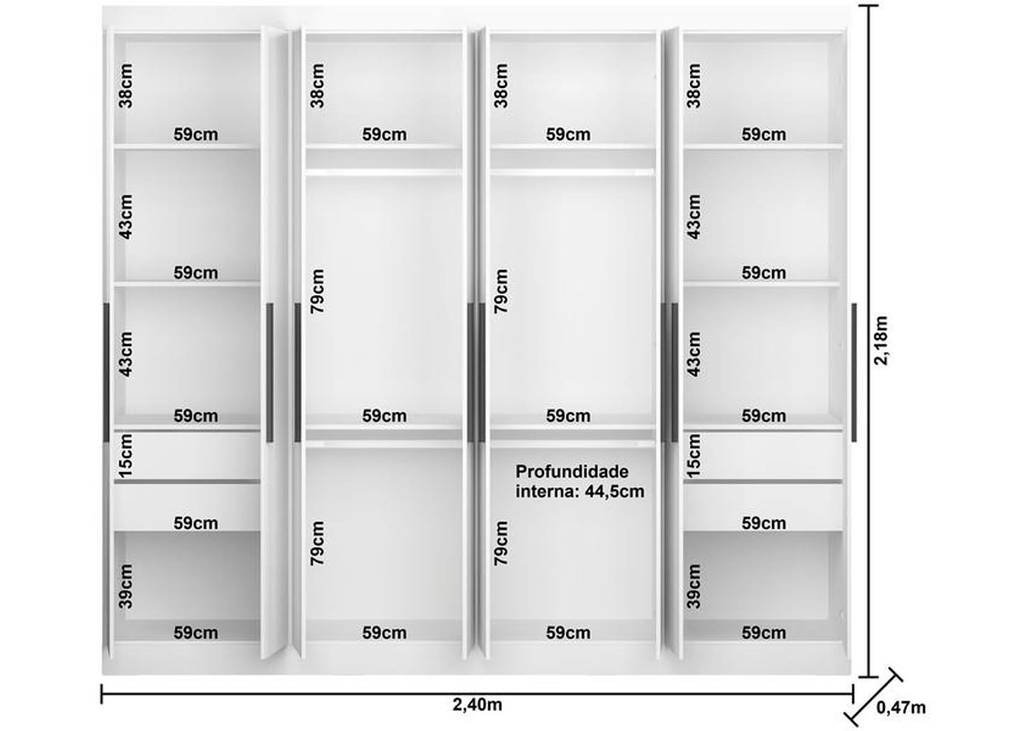 Guarda-roupa Casal 8 Portas 4 Gavetas Araplac 1684