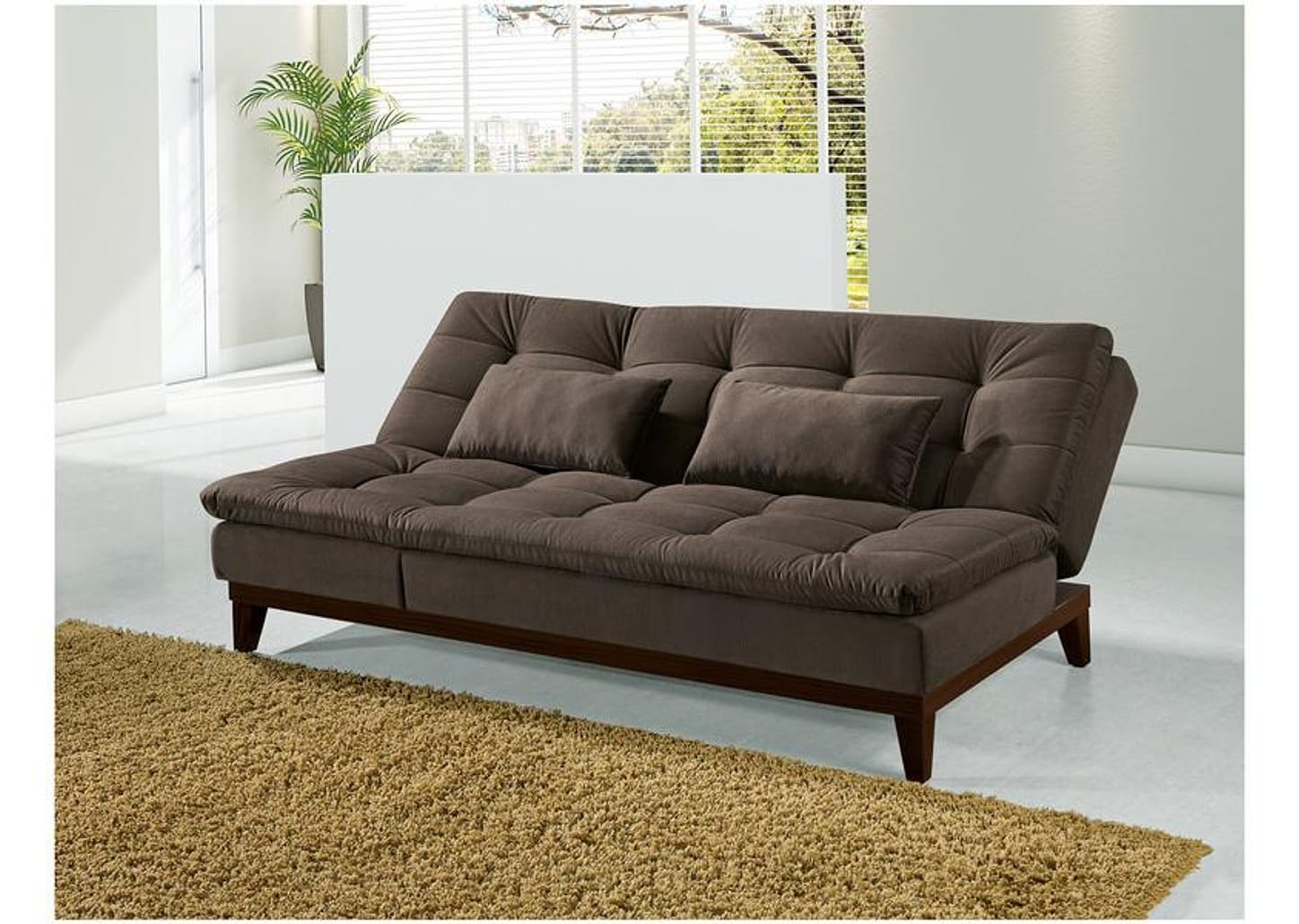 Sofá-cama Casal 3 Lugares Reclinável Suede Linoforte Jade BPM A2