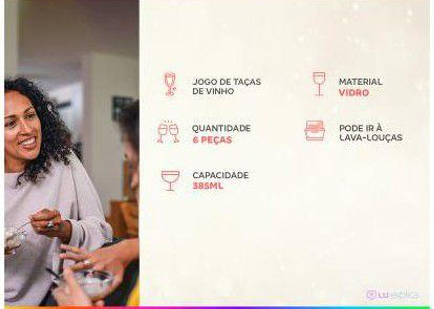 Jogo de Taças para Vinho Vidro 385ml 6 Peças - Nadir Barone