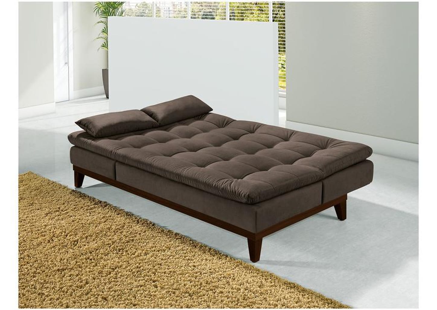 Sofá-cama Casal 3 Lugares Reclinável Suede Linoforte Jade BPM A2