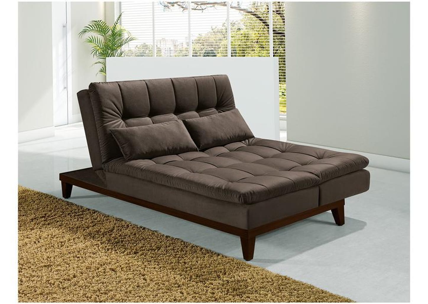 Sofá-cama Casal 3 Lugares Reclinável Suede Linoforte Jade BPM A2