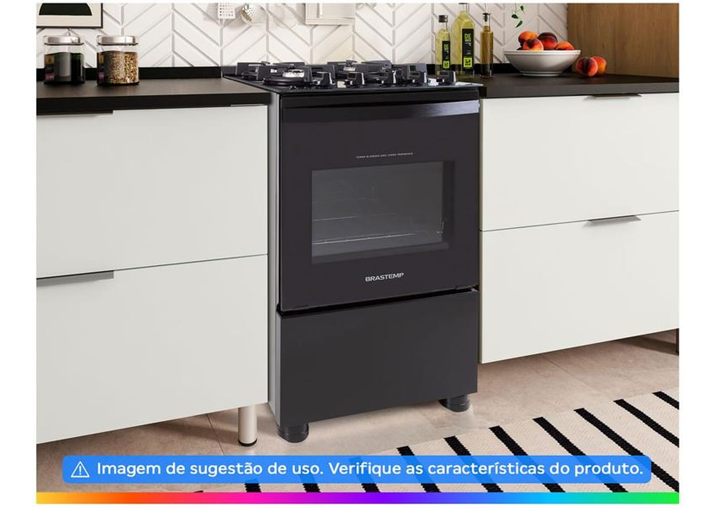 Fogão 4 Bocas Brastemp Mesa de Vidro Preto - Acendimento Automático BFO4