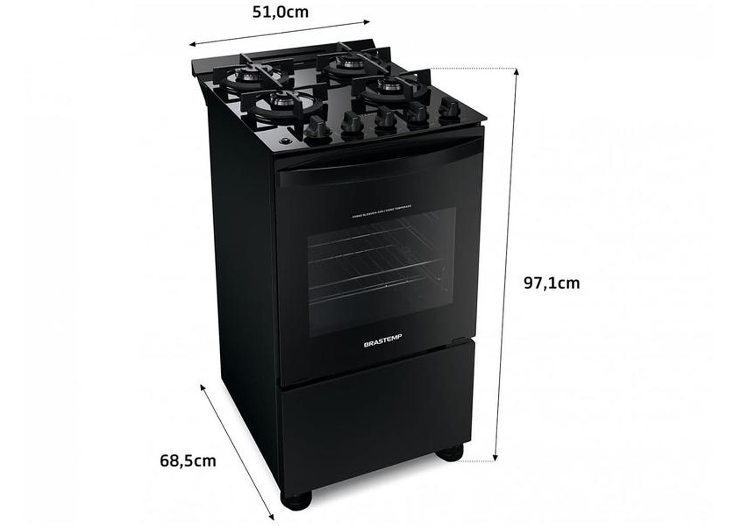 Fogão 4 Bocas Brastemp Mesa de Vidro Preto - Acendimento Automático BFO4