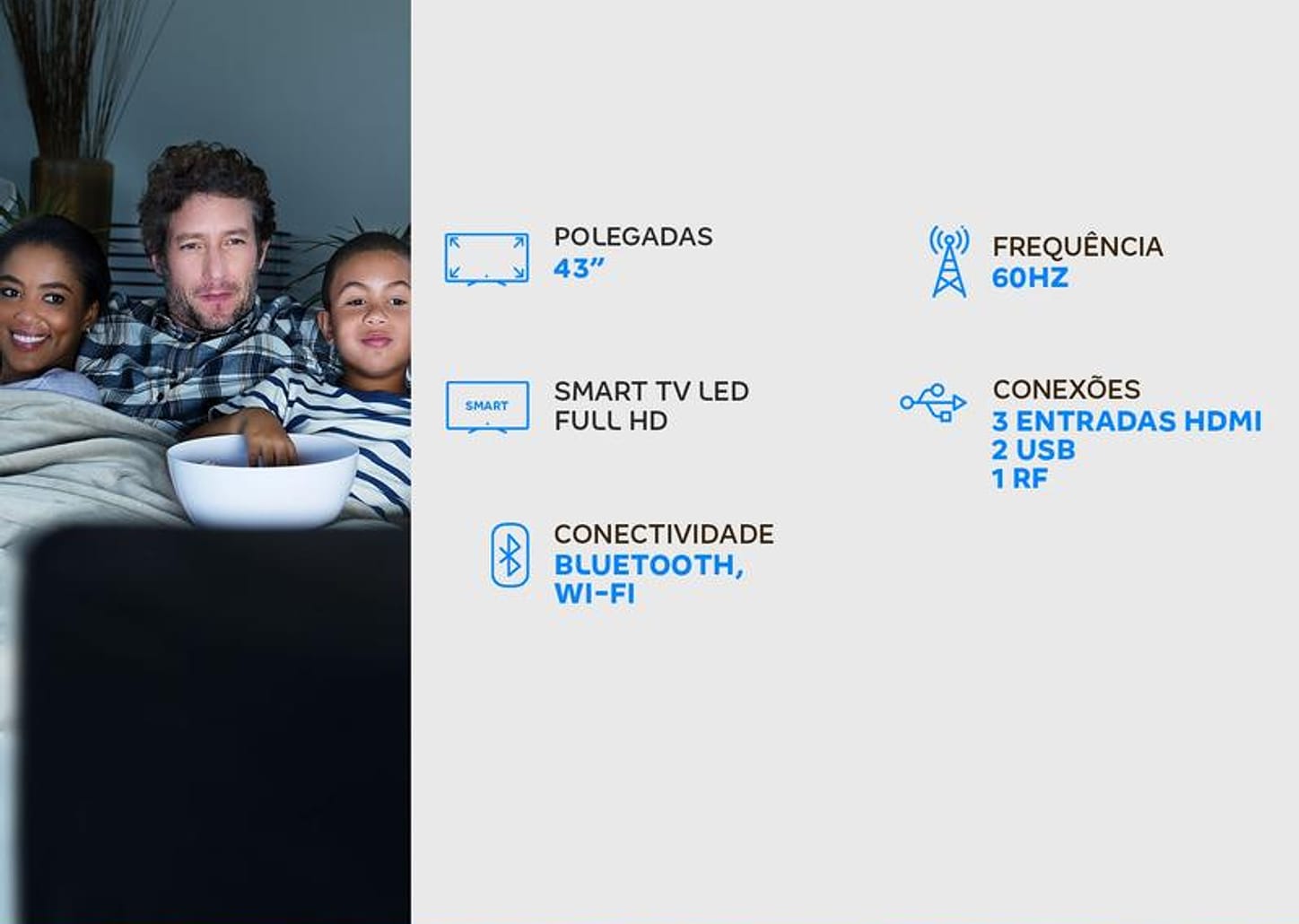 Smart TV 43” Full HD LED LG 43LM6370 60Hz - Wi-Fi Bluetooth HDR 3 HDMI 2 USB