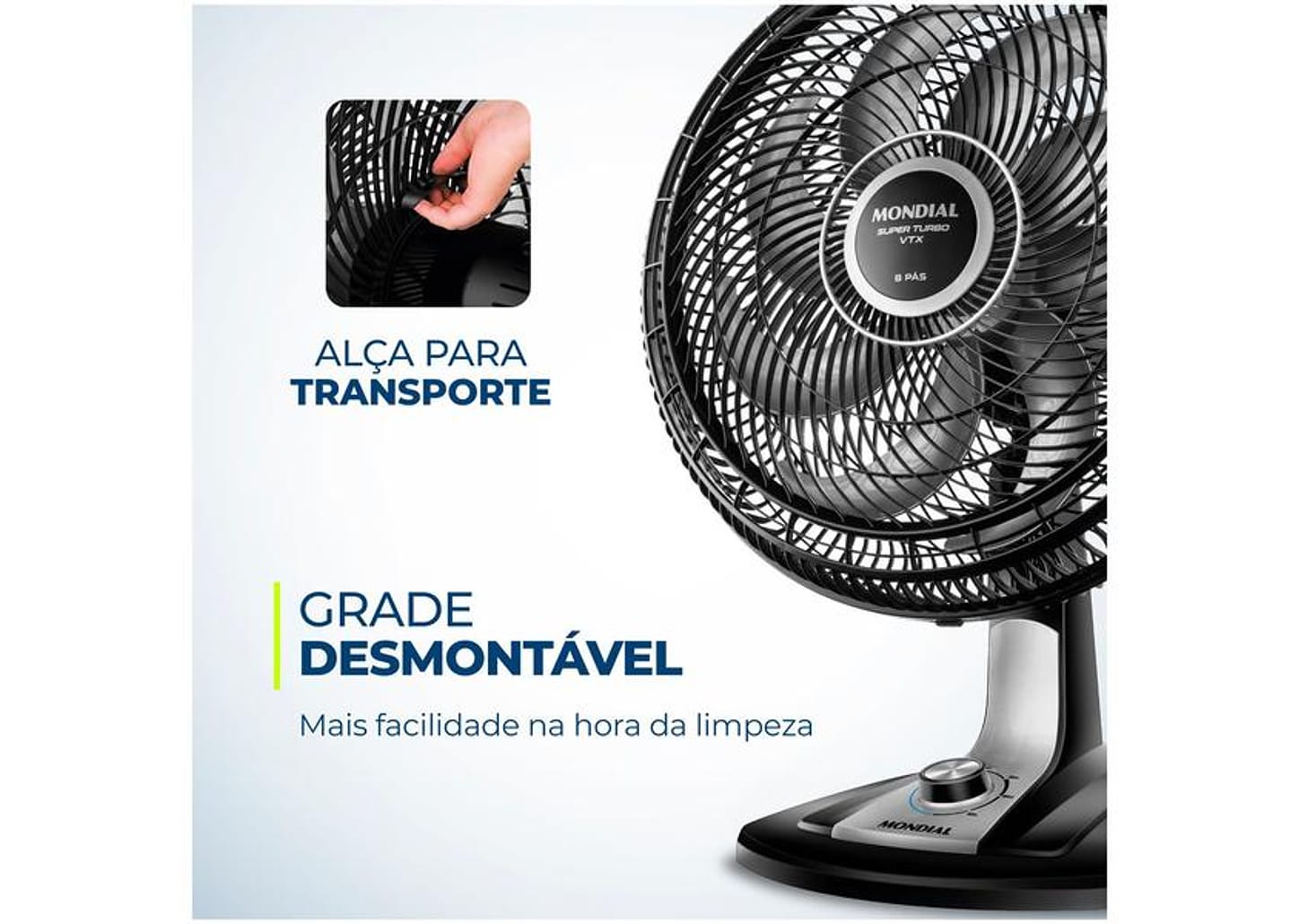 Ventilador de Mesa Mondial VTX-40-8P Turbo 40cm 3 Velocidades