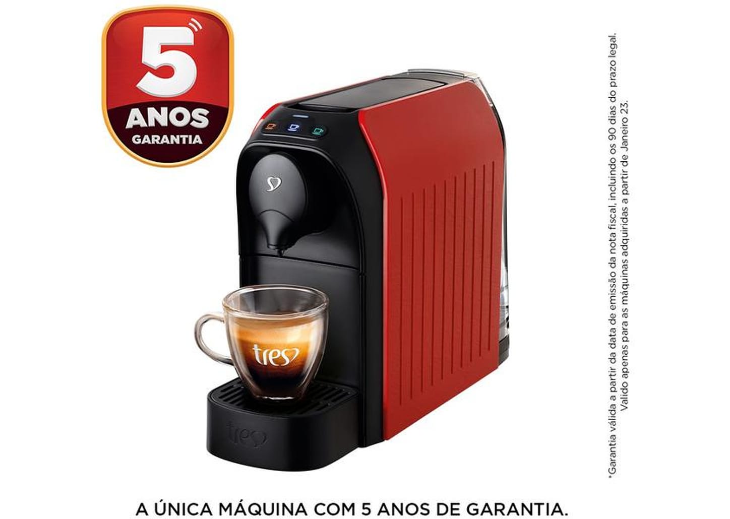 Cafeteira Espresso TRES 3 Corações Passione - Vermelho