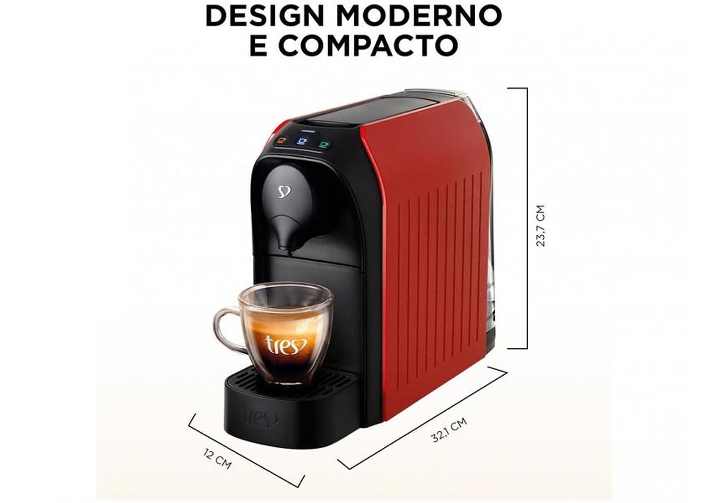 Cafeteira Espresso TRES 3 Corações Passione - Vermelho