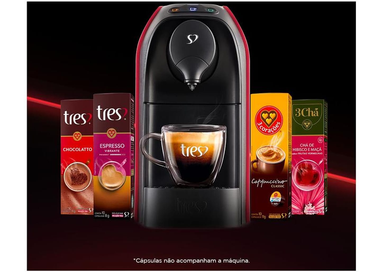 Cafeteira Espresso TRES 3 Corações Passione - Vermelho