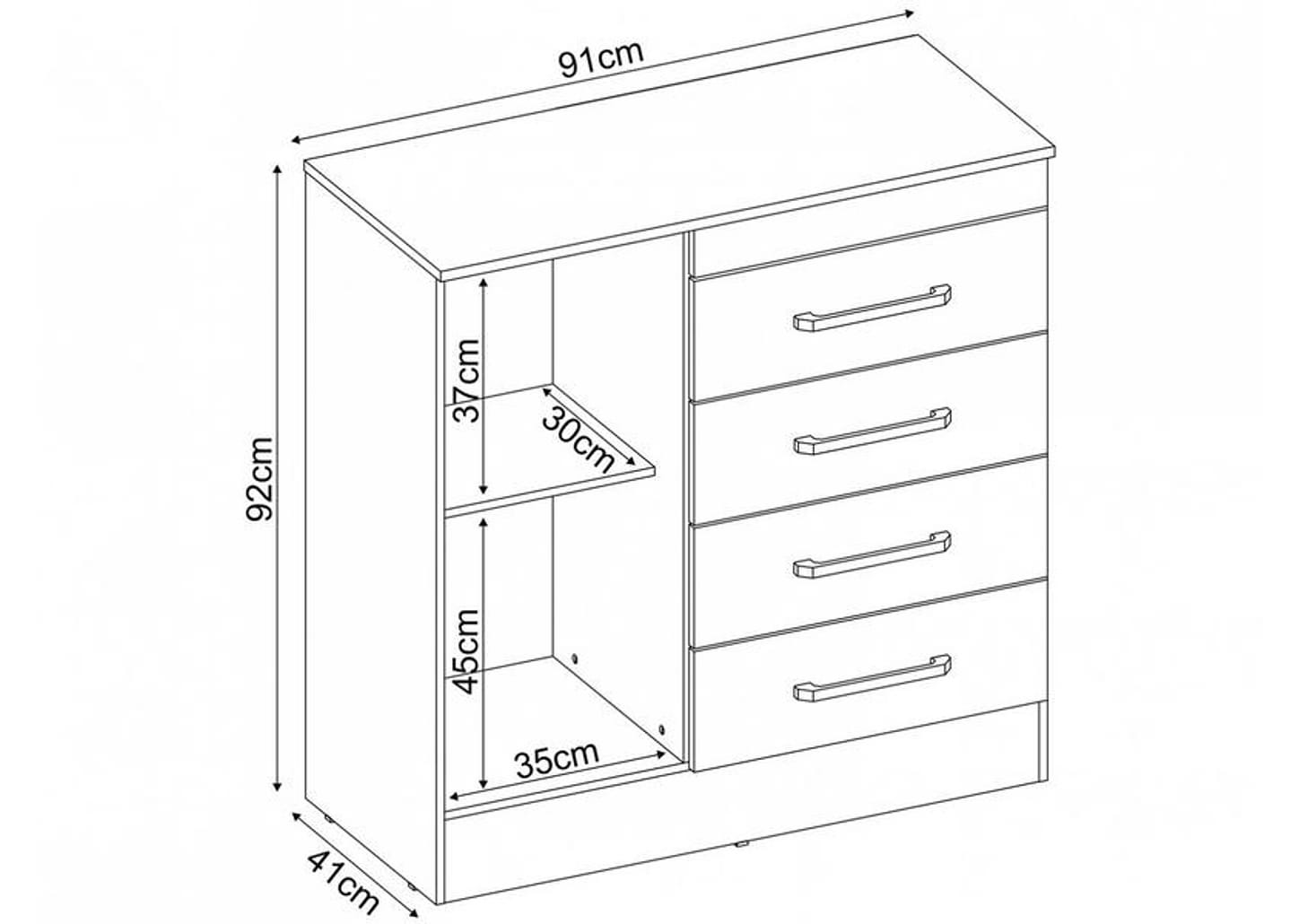 Cômoda 4 Gavetas 1 Porta Demobile Montevideu