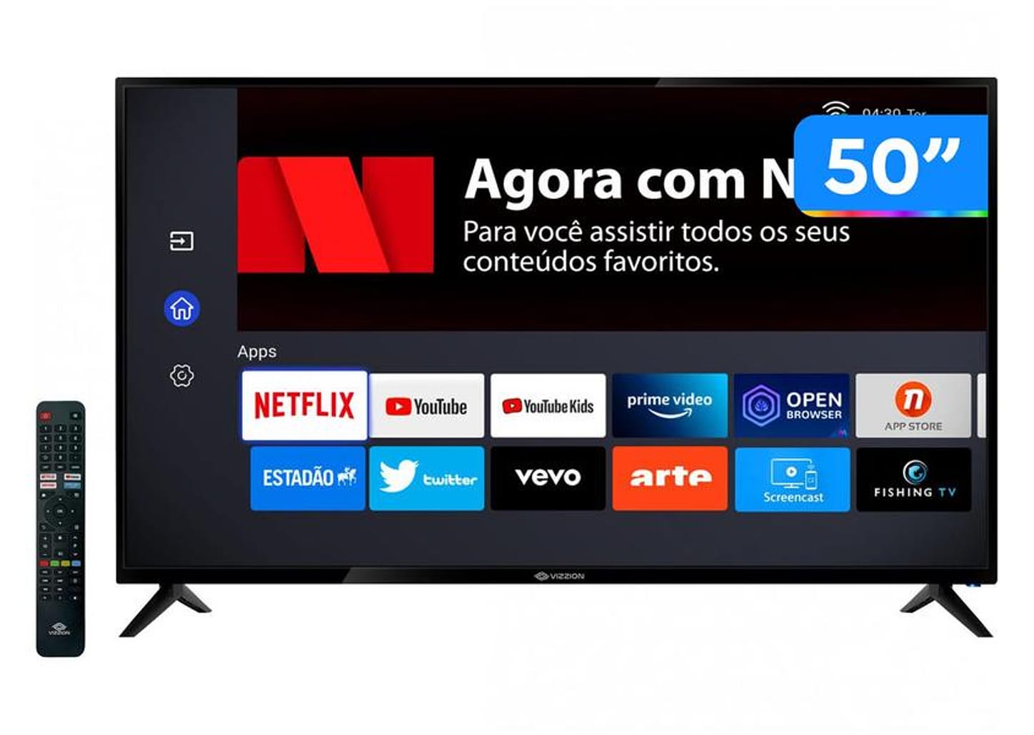 Smart TV 50” 4K DLED Vizzion LE50UHD20 - IPS Wi-Fi 3 HDMI 2 USB