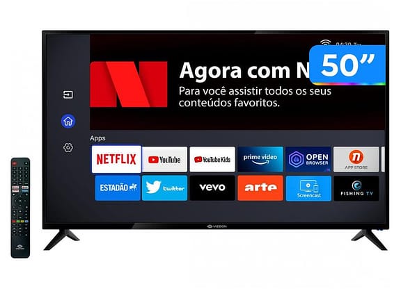 Smart TV 50” 4K DLED Vizzion LE50UHD20 - IPS Wi-Fi 3 HDMI 2 USB