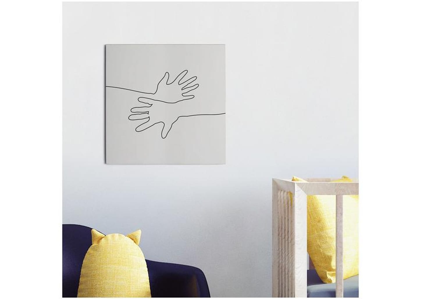 Placa Decorativa MDF Minimalistas Mãos Linhas 29x29cm Design Up Living