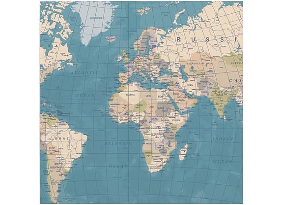 Placa Decorativa MDF Mapa-Múndi 29x29cm - Design Up Living