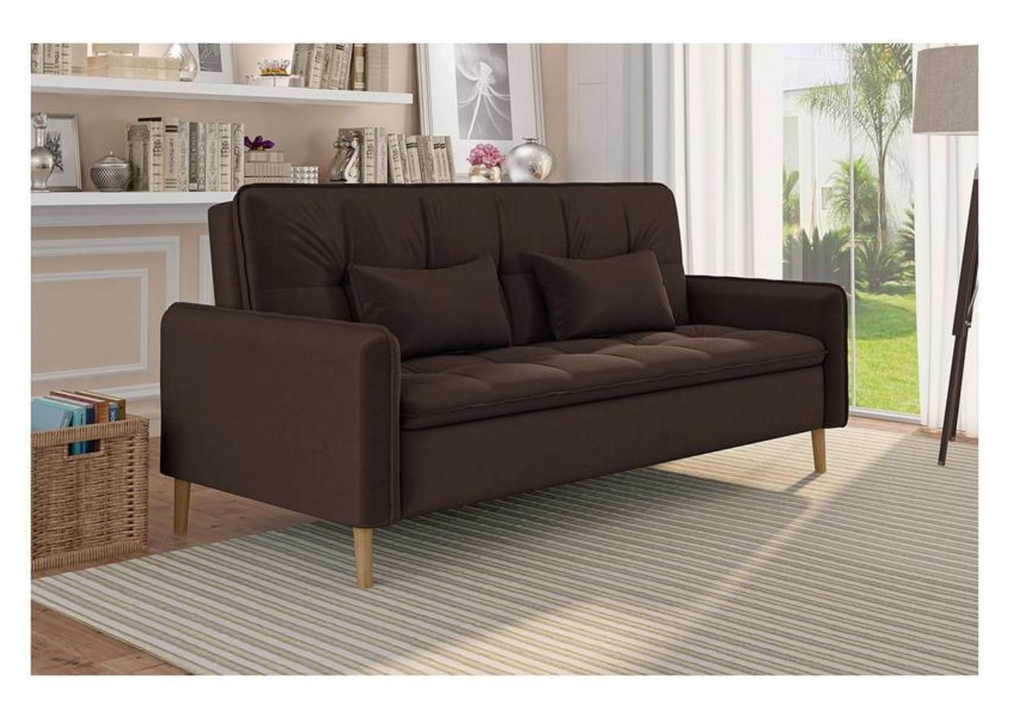 Sofá-cama Casal 3 Lugares Reclinável Veludo - Matrix Donna