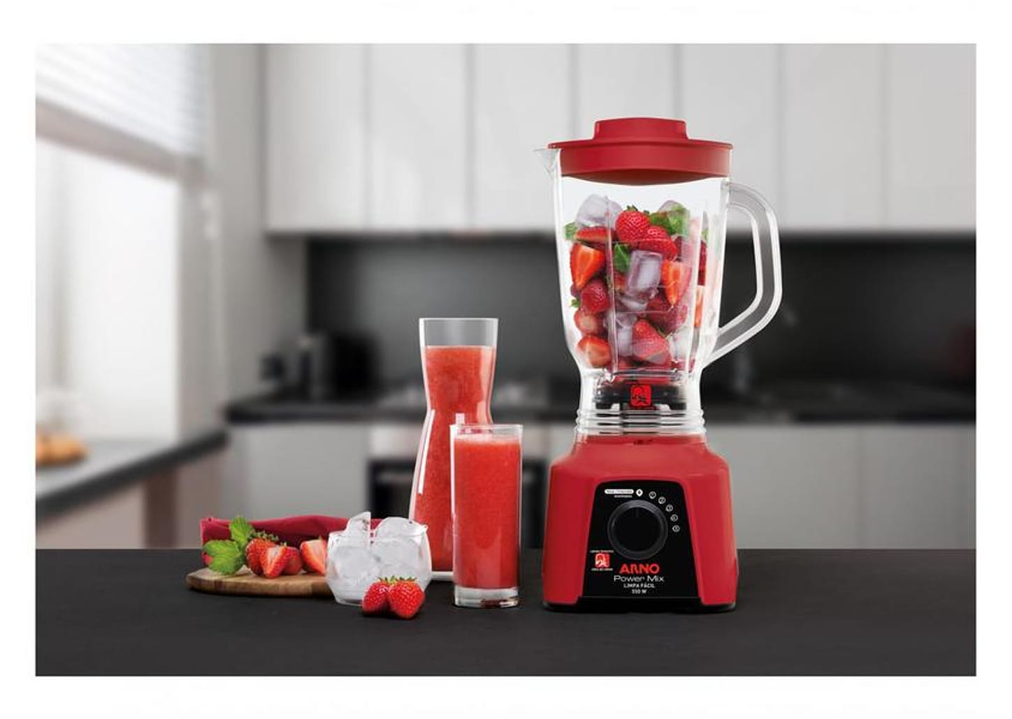 Liquidificador Arno Power Mix Limpa Fácil Vermelho com Lâminas Removíveis LQ30