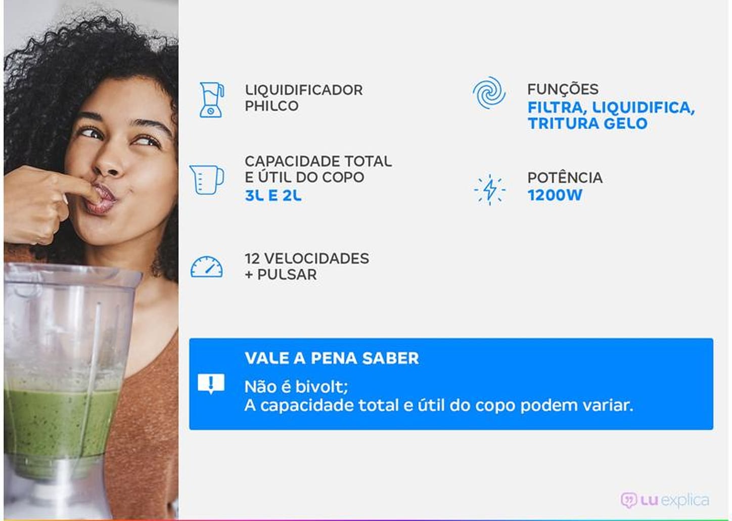 Liquidificador Philco PH900 Preto com Filtro 12 Velocidades 1200W