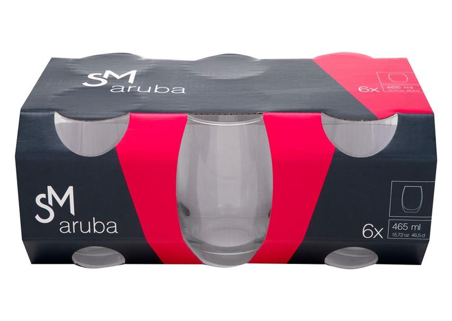 Jogo de Copos de Vidro 6 Peças 465ml Nadir - SM Aruba