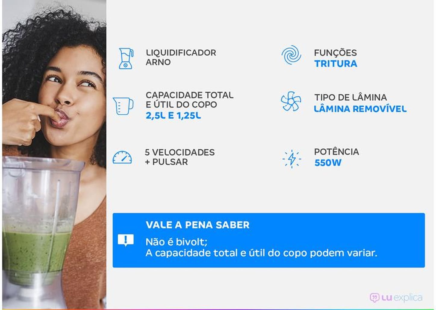 Liquidificador Arno Power Mix Limpa Fácil Vermelho com Lâminas Removíveis LQ30