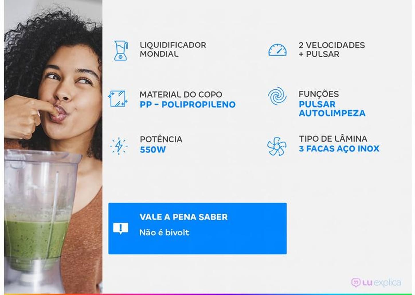 Liquidificador Mondial Easy Power L-550 Preto 2 Velocidades 550W